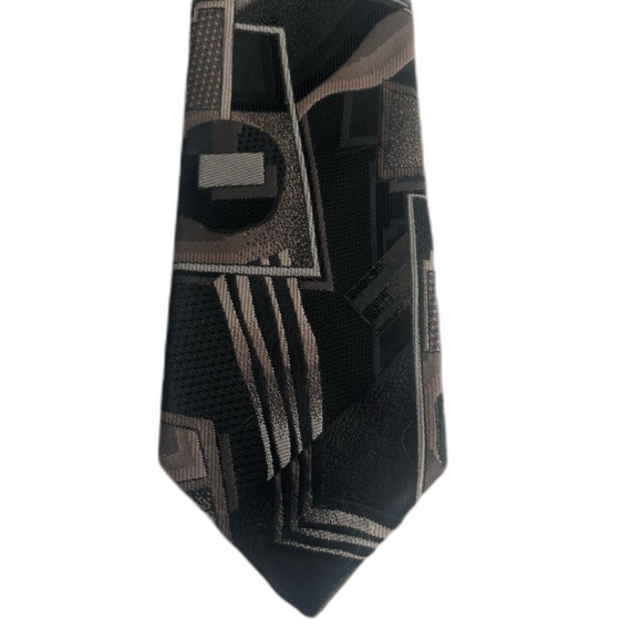 Vintage Towncraft Black Khaki Neutrals Necktie Tie - Picture 1 of 6